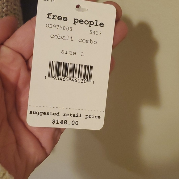 NWT Free People Striped Off Shoulder Knit Sweater Size L - Picture 4 of 5